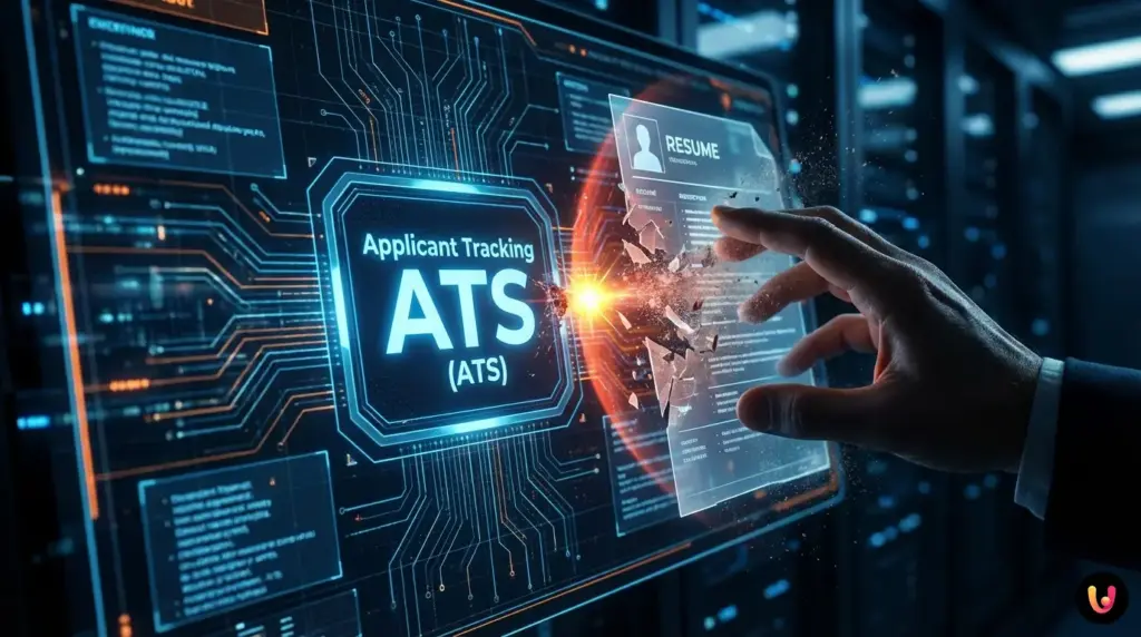 Abgelehnt in Millisekunden: Der unsichtbare Fehler im Lebenslauf Digitaler Scan eines Lebenslaufs, der technische Parsing-Fehler im Code aufzeigt