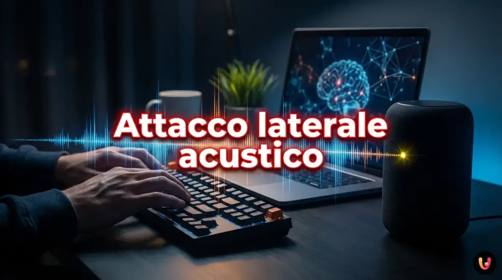 Onde sonore digitali si sollevano da una tastiera durante la digitazione di password