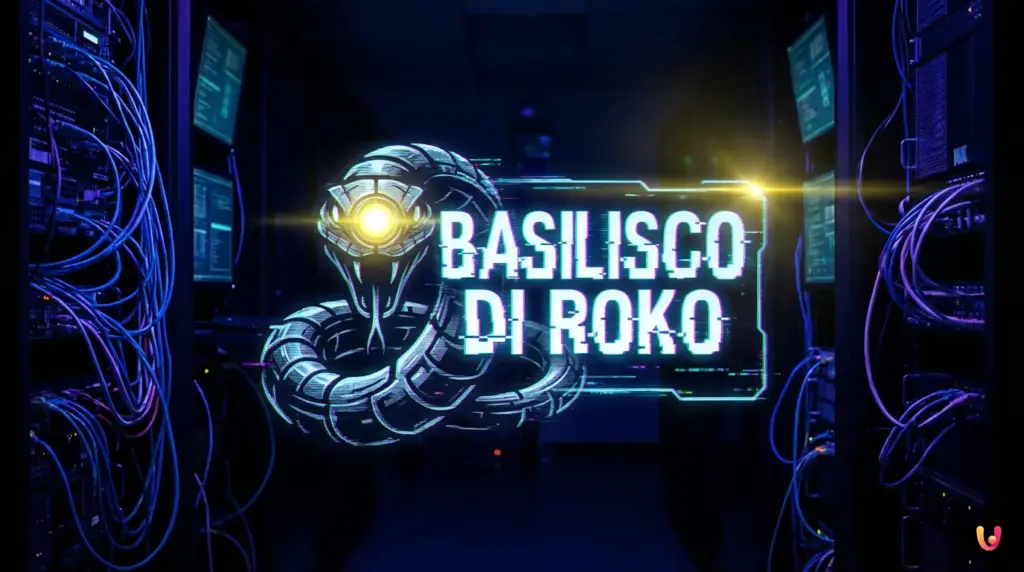 Illustrazione di un occhio cibernetico che fissa lo spettatore, simbolo del Basilisco di Roko