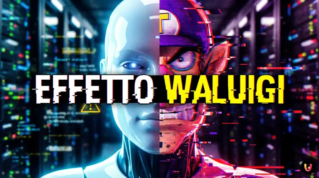 Rappresentazione grafica della dualit&agrave; dell'intelligenza artificiale e dell'Effetto Waluigi