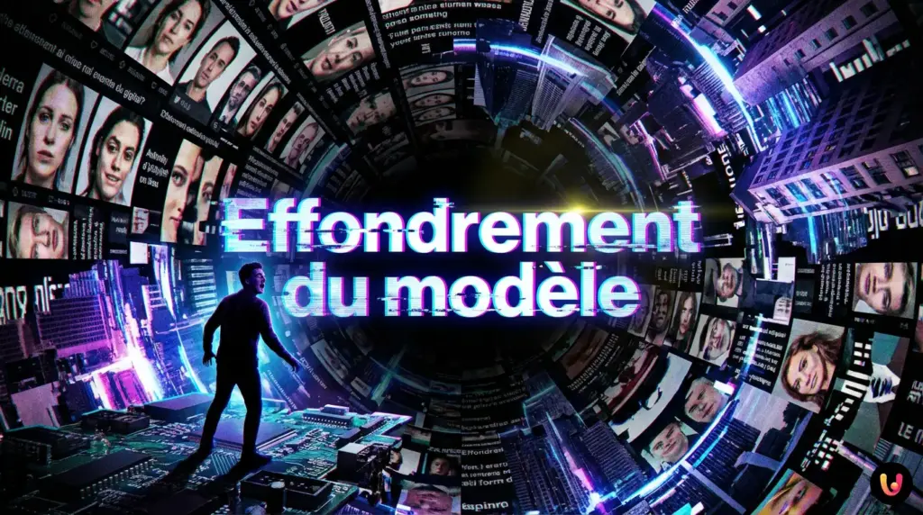 Illustration abstraite d'un r&eacute;seau de neurones se d&eacute;gradant en boucle infinie