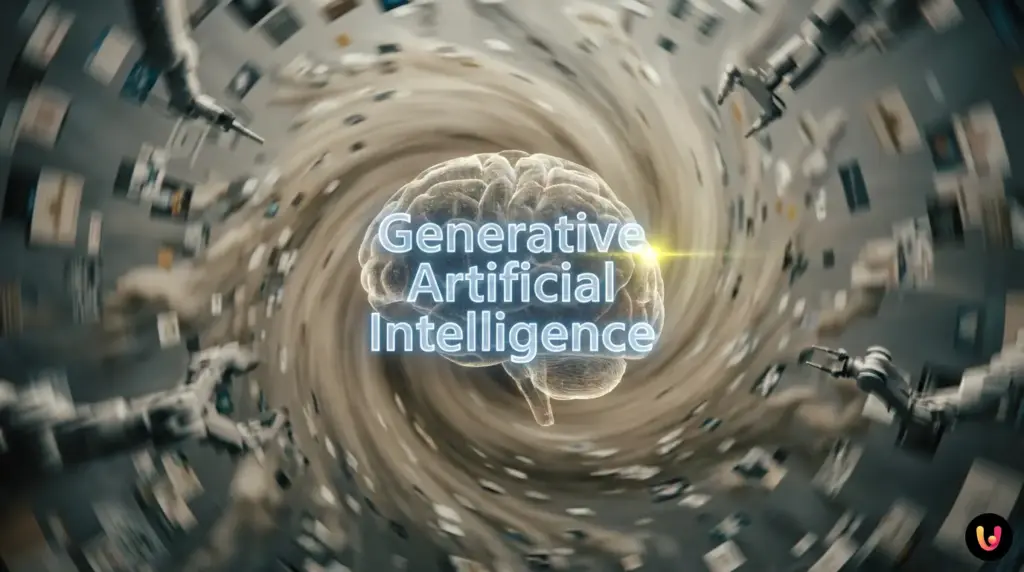 Visualization of AI superintelligence converging on a statistical bell curve