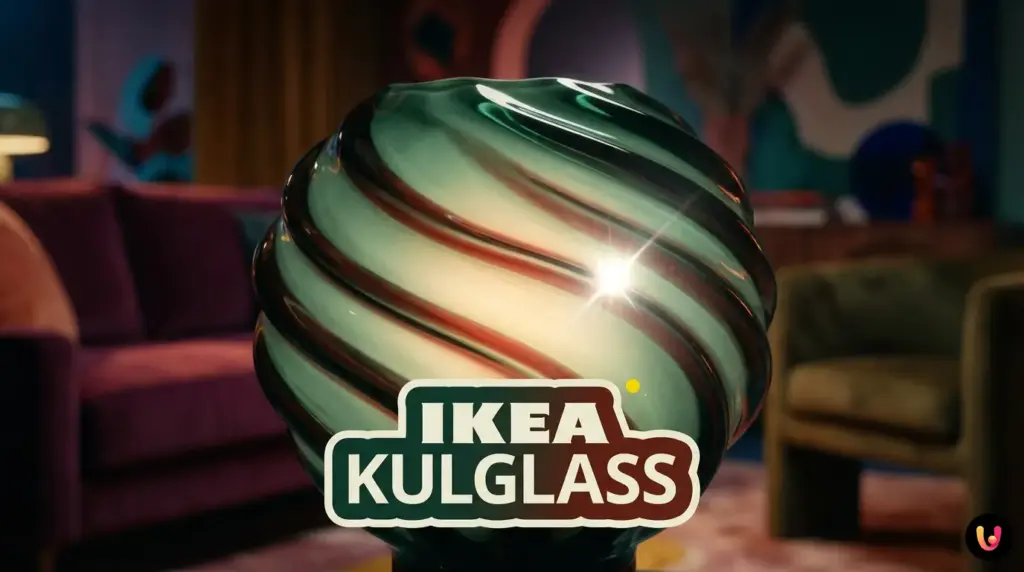 Enceinte IKEA KULGLASS avec abat-jour en verre tourbillonnant vert menthe fonc&eacute;
