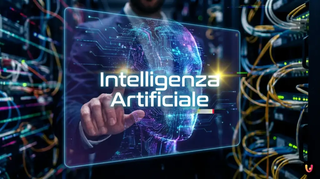 Illustrazione stilizzata di connessioni neurali che si fondono con codice informatico