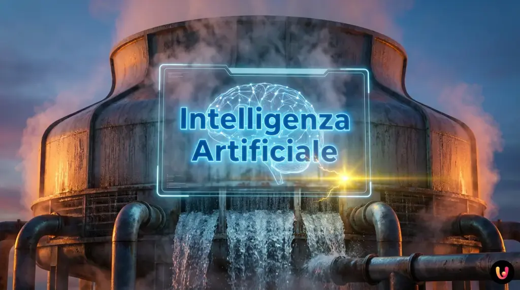 Server rack in un data center moderno che elaborano calcoli per l'intelligenza artificiale