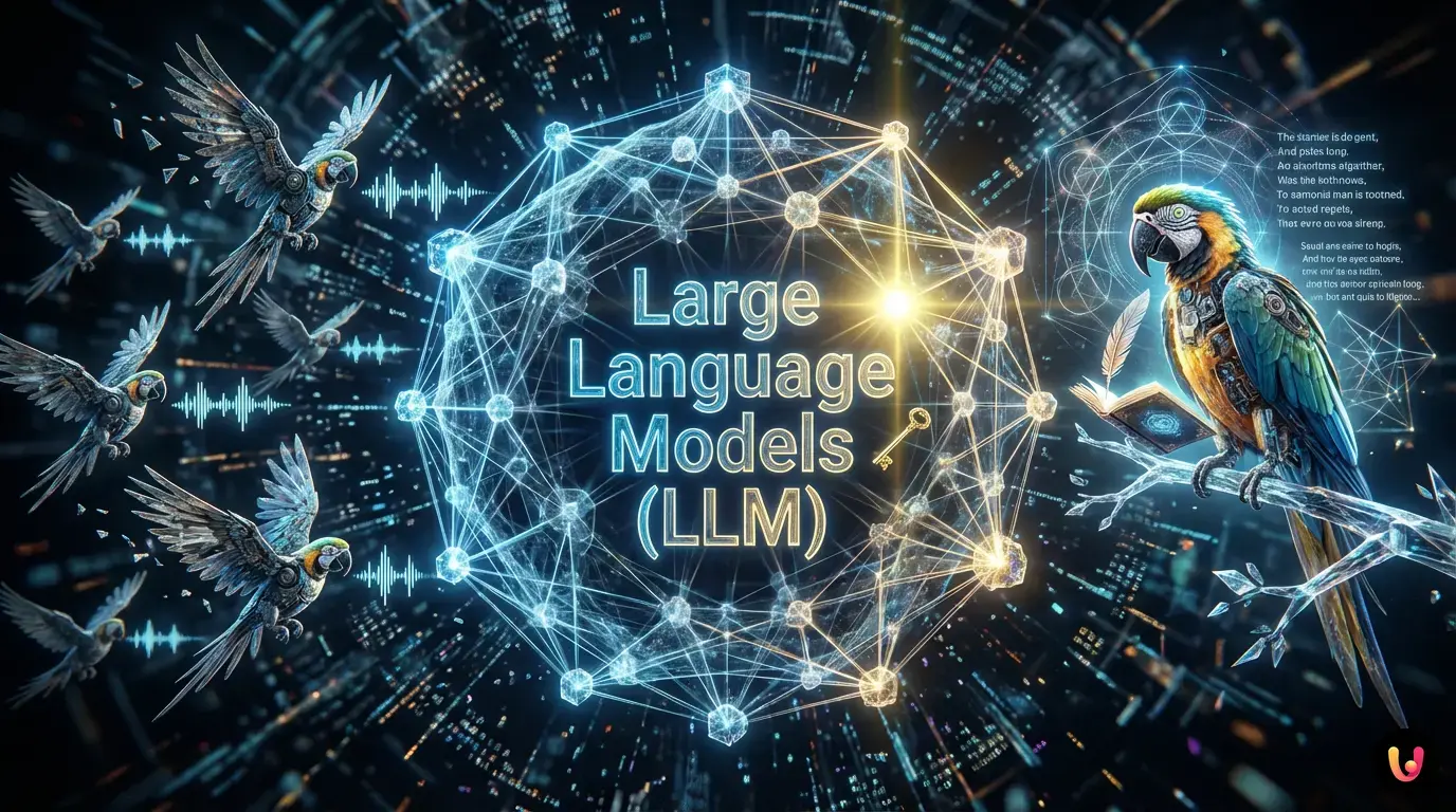 IA e capacità emergenti: mistero dei modelli LLM Cervello digitale stilizzato con connessioni luminose e nodi di dati complessi