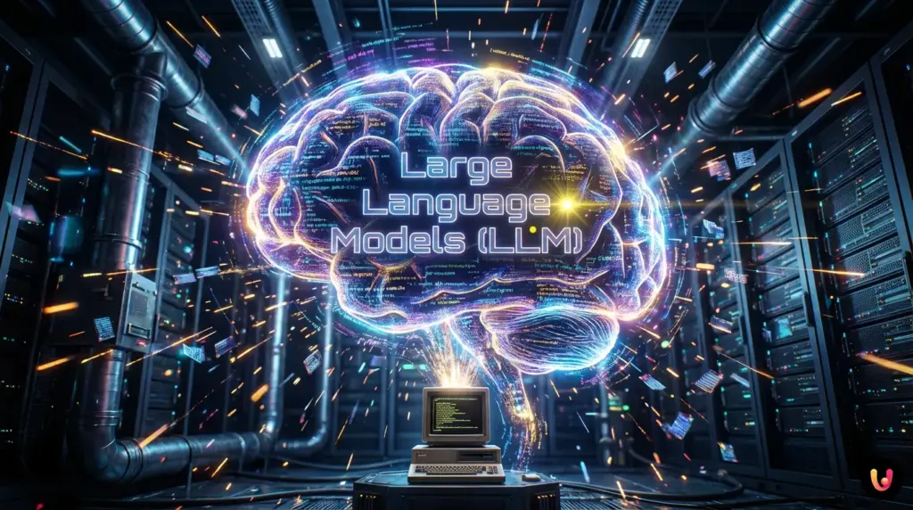 Rete neurale astratta con nodi luminosi che formano strutture complesse di intelligenza