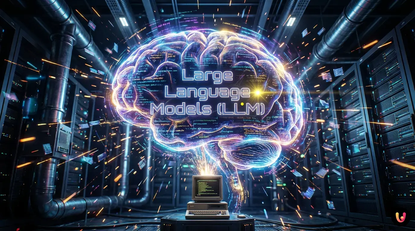 Rete neurale astratta con nodi luminosi che formano strutture complesse di intelligenza