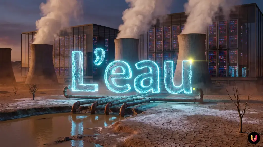 Gros plan sur un processeur GPU refroidi par de l'eau dans un centre de donn&eacute;es sombre