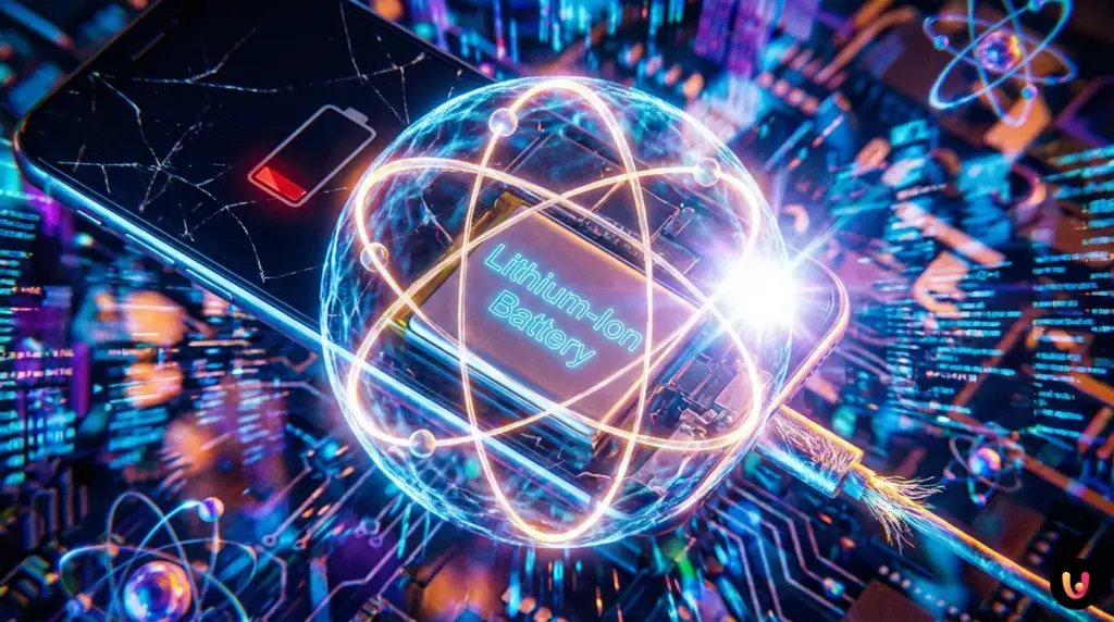 It’s Not Obsolescence: The Physics Wall Inside Your Battery Smartphone showing a low battery icon against a background of abstract chemical structures