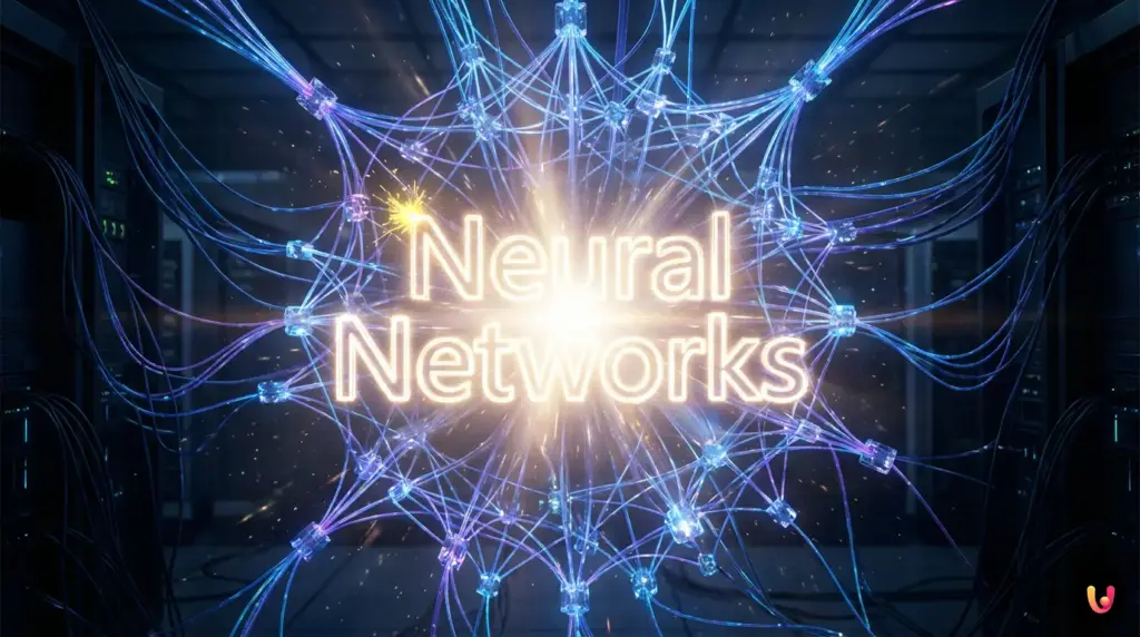 Abstract digital nodes connecting suddenly to represent AI grokking and phase transition