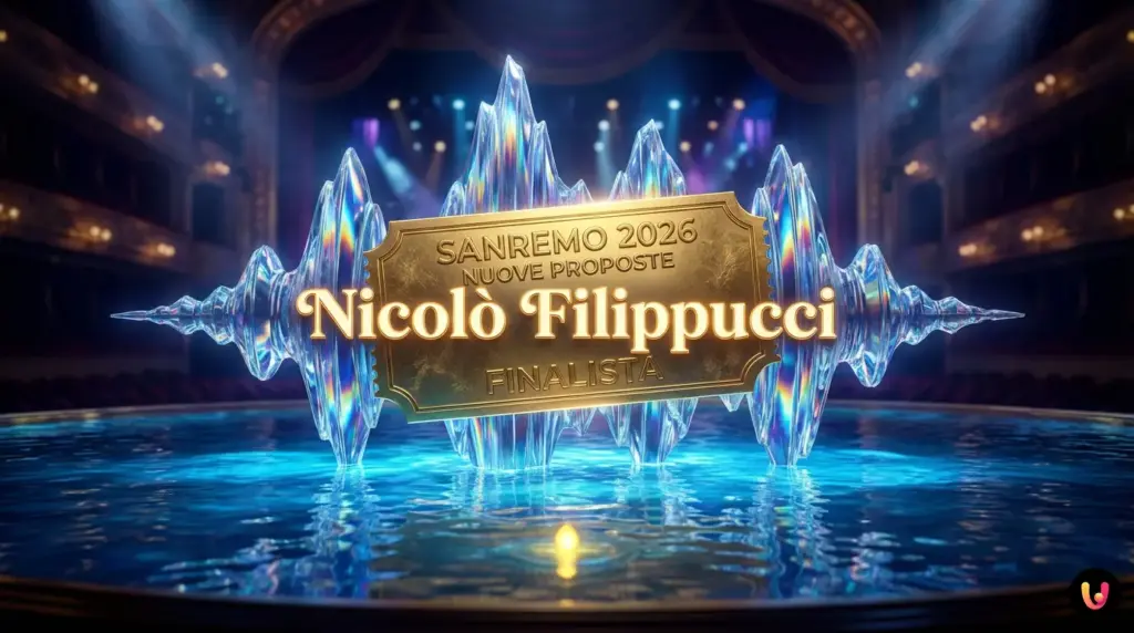 Nicol&ograve; Filippucci canta Laguna sul palco del Teatro Ariston per Sanremo 2026