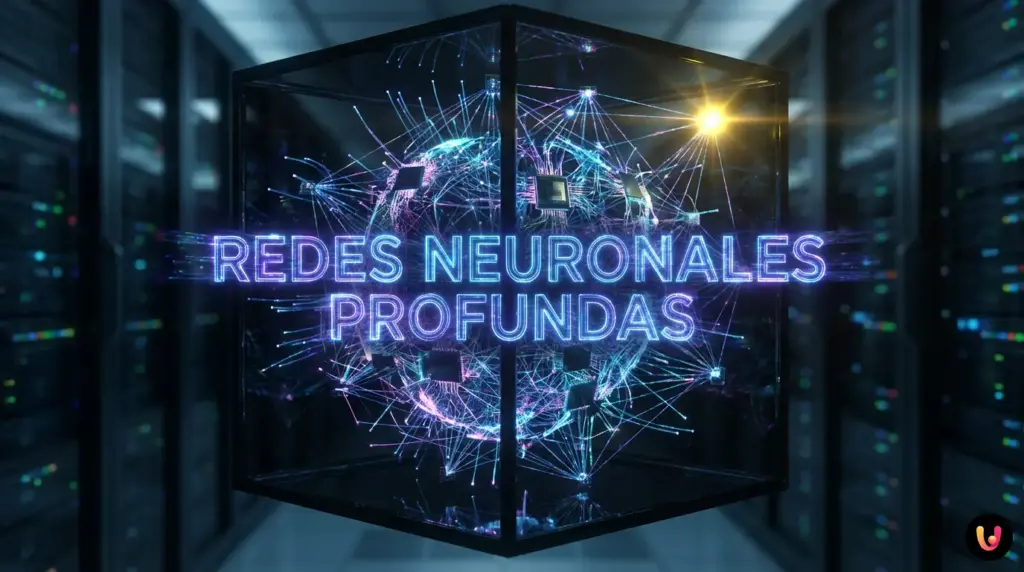 Representaci&oacute;n abstracta de una caja negra digital con conexiones neuronales brillantes