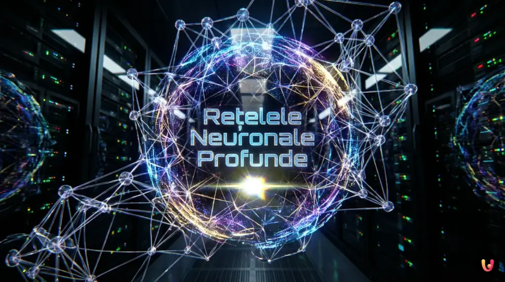 Ilustrație abstractă a unei rețele neuronale digitale complexe și opace