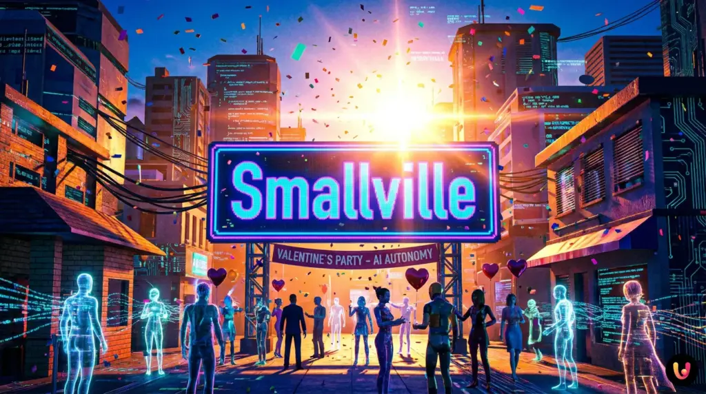 Simulation Smallville montrant des agents IA dans un village style pixel art