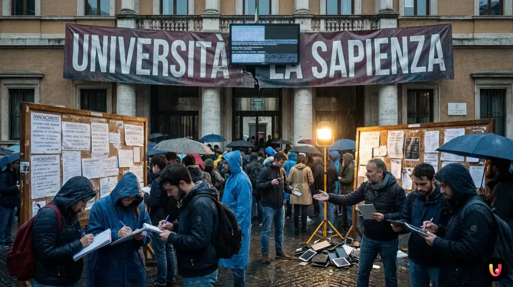 Studenti Universit&agrave; La Sapienza in attesa durante il blocco della piattaforma Infostud