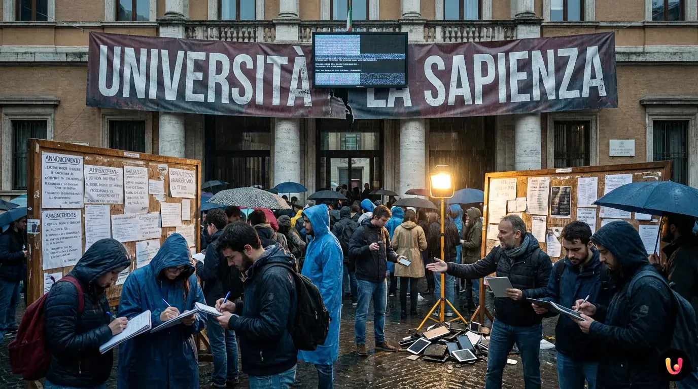 Studenti Università La Sapienza in attesa durante il blocco della piattaforma Infostud