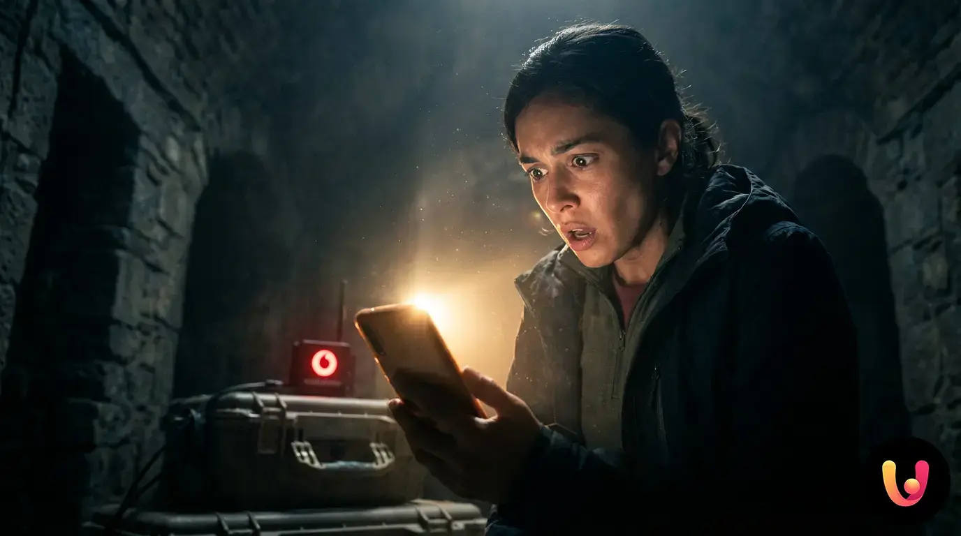 Smartphone con logo Vodafone e icona Wi-Fi Calling attiva sul display