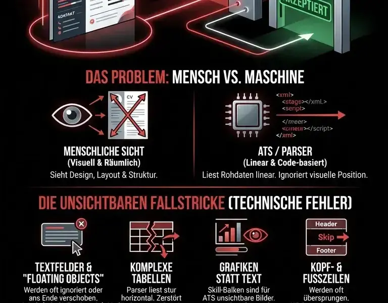 Infografica: Abgelehnt in Millisekunden: Der unsichtbare Fehler im Lebenslauf