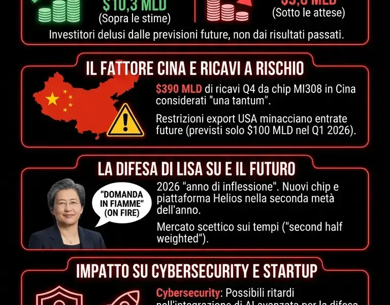 Infografica: AMD: Crollo del 17% in Borsa nonostante i Record. Analisi e Scenari