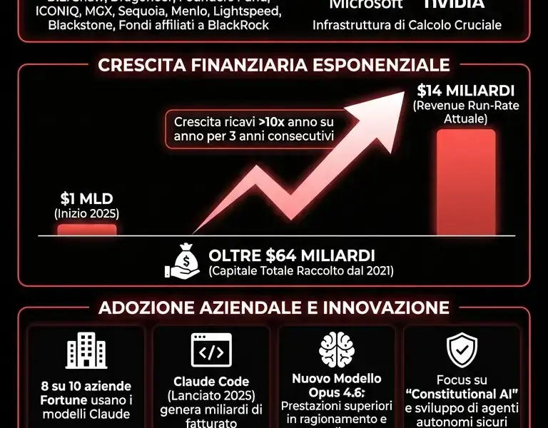 Infografica: Anthropic: round Serie G da 30 mld, valutazione a 380 mld