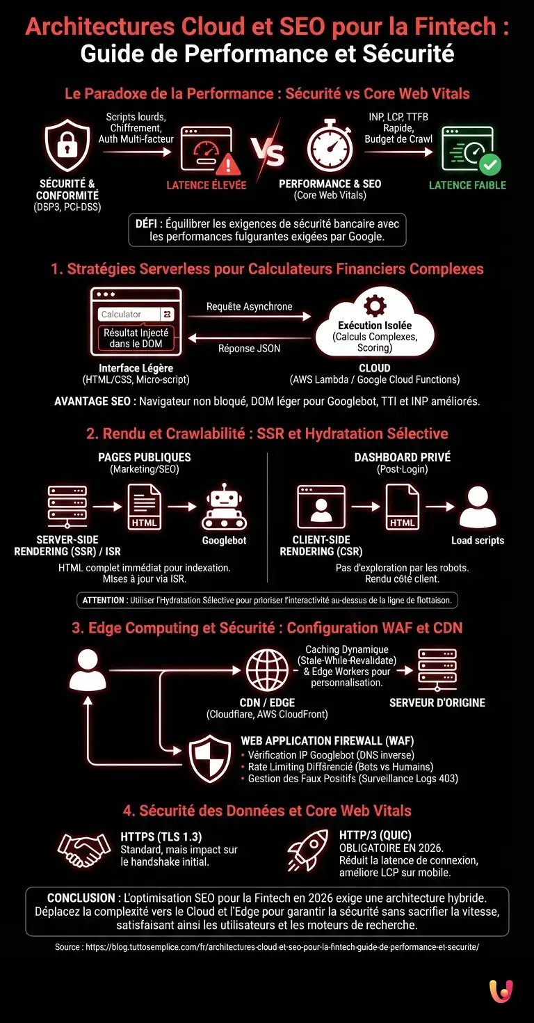 Architectures Cloud et SEO pour la Fintech : Guide de Performance et Sécurité - Infographie résumant