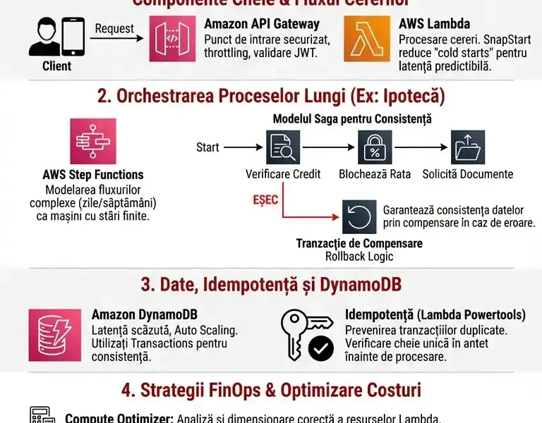 Infografica: Arhitectura Serverless AWS pentru Fintech: Ghid Complet pentru Scalabilitate