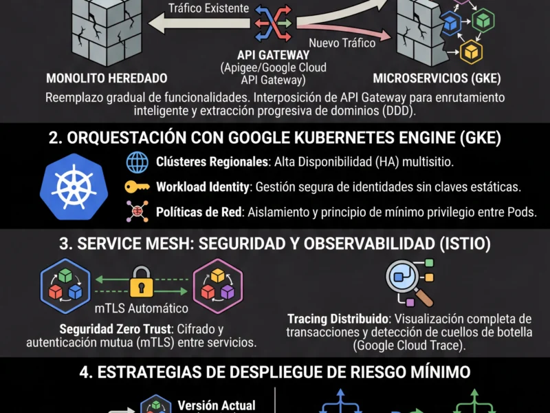 Infografica: Arquitectura de Microservicios Fintech: Gu&iacute;a de Refactorizaci&oacute;n en GCP