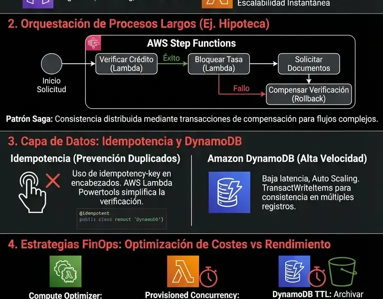 Infografica: Arquitectura Serverless AWS para Fintech: Gu&iacute;a Completa de Escalabilidad