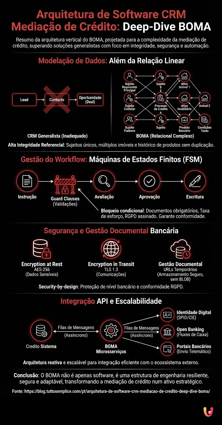 Arquitetura de Software CRM Media&ccedil;&atilde;o de Cr&eacute;dito: Deep-Dive BOMA - Infogr&aacute;fico resumido