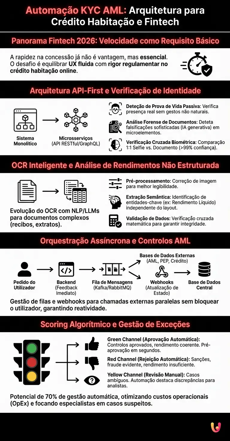 Automação KYC AML: Arquitetura para Crédito Habitação e Fintech - Infográfico resumido