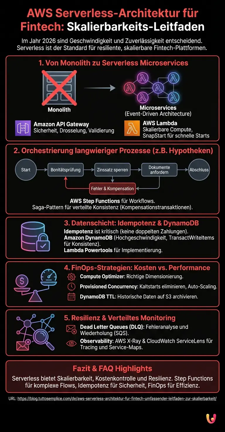 AWS Serverless-Architektur f&uuml;r Fintech: Umfassender Leitfaden zur Skalierbarkeit - Zusammenfassende Infografik