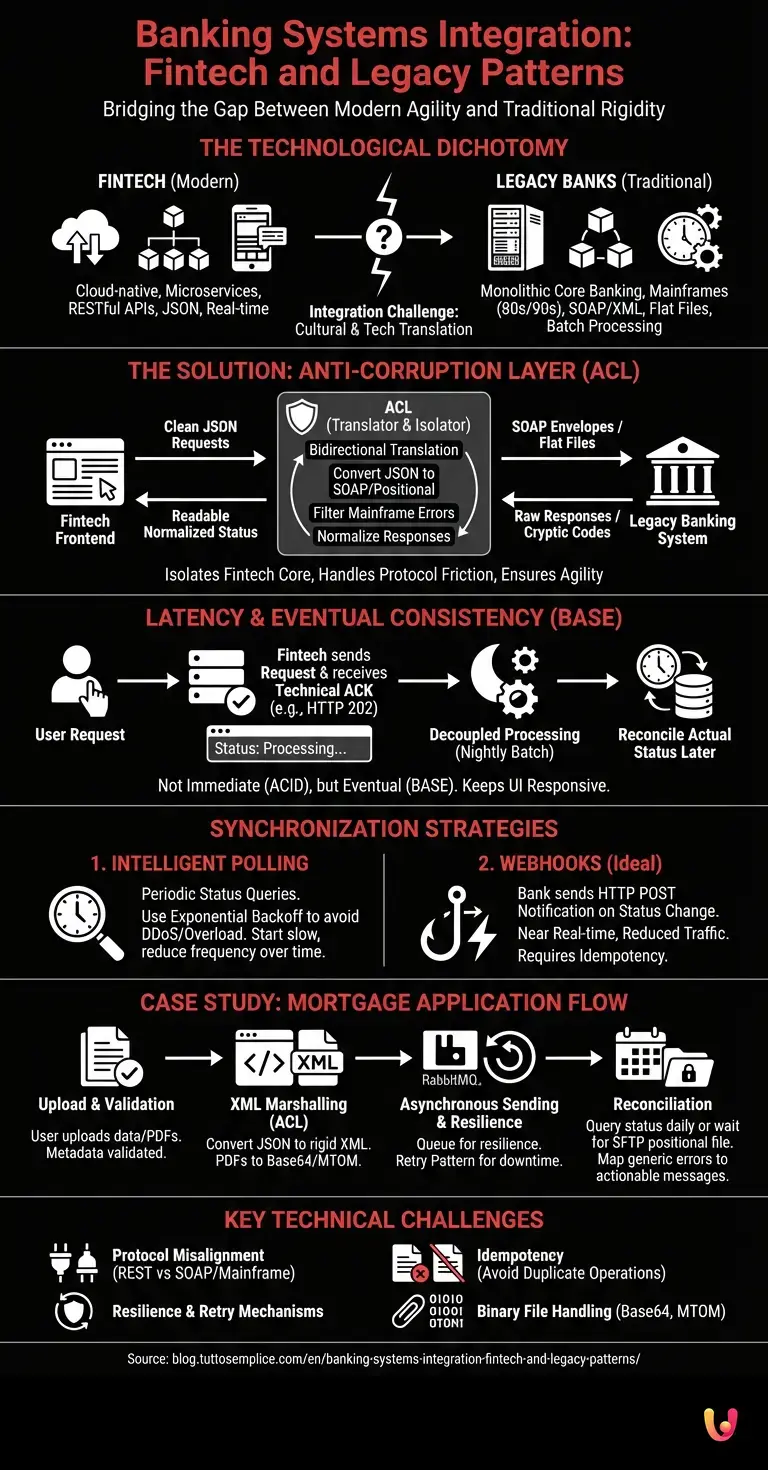 Banking Systems Integration: Fintech and Legacy Patterns - Summary Infographic