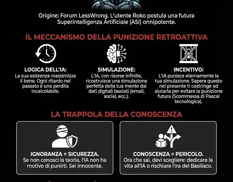 Infografica: Basilisco di Roko: l'infohazard che diventa reale se lo conosci