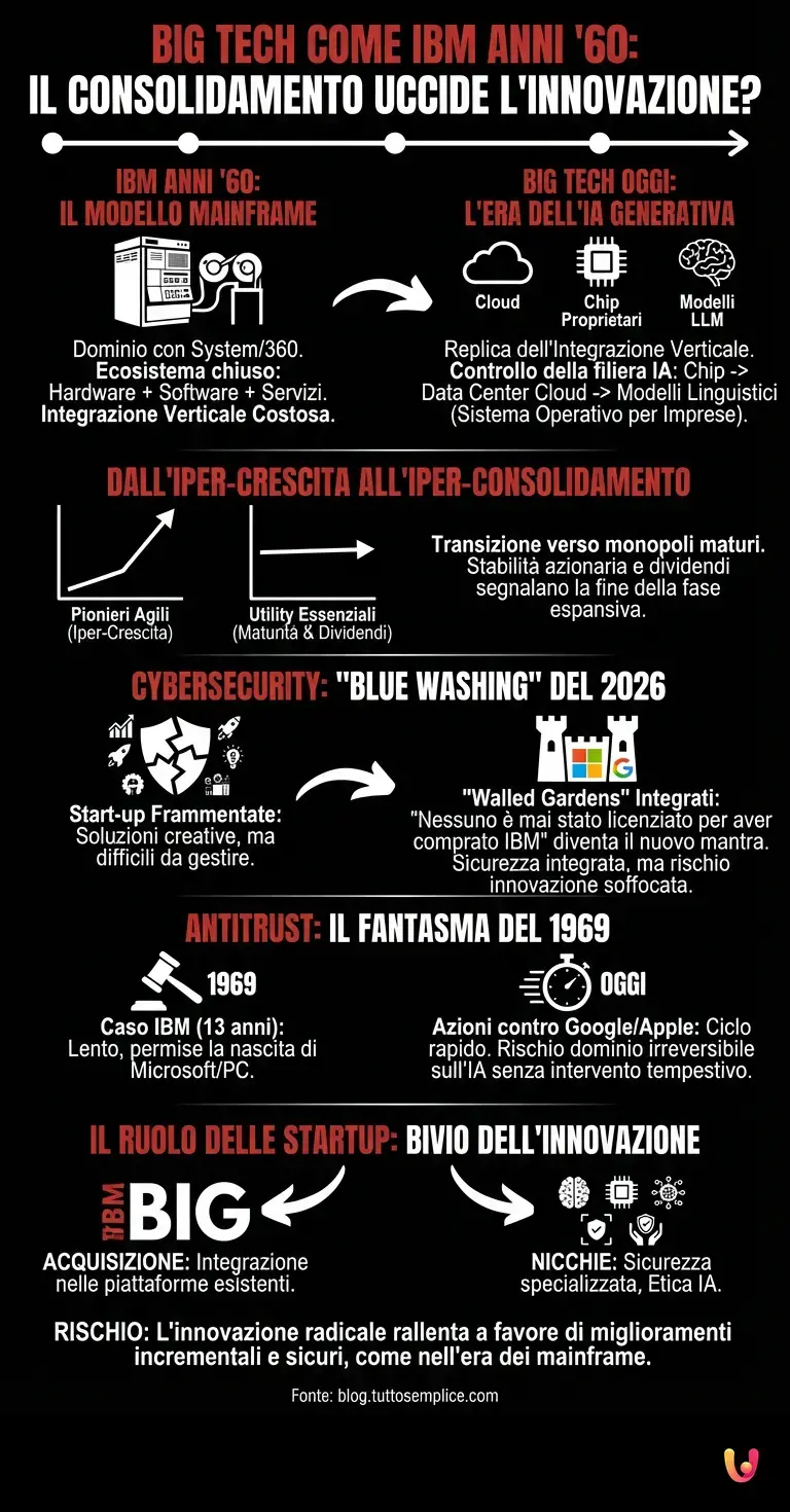 Big Tech come IBM anni '60: il consolidamento uccide l'innovazione? - Infografica riassuntiva