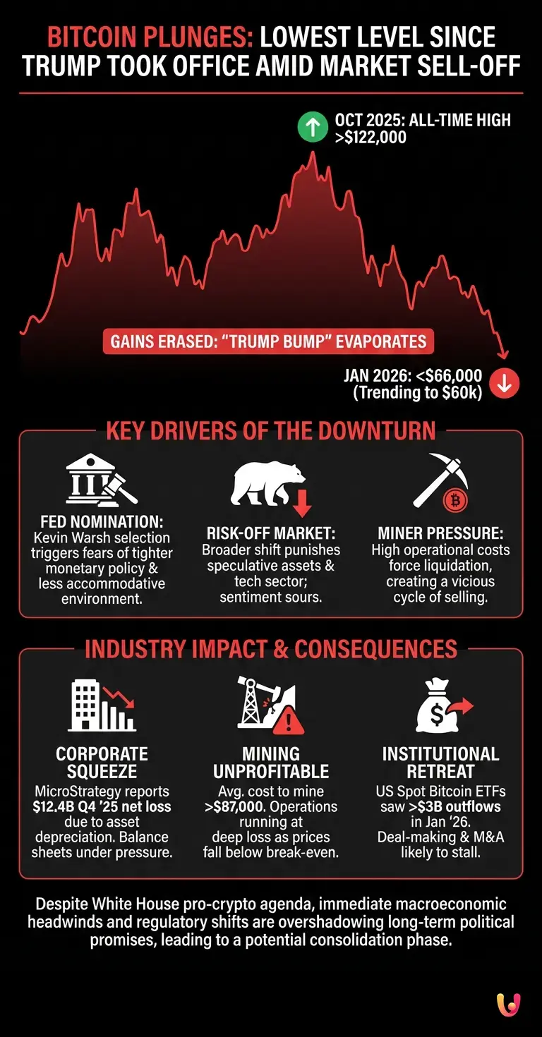 Bitcoin Plunges to Lowest Level Since Trump Took Office Amid Market Sell-Off - Summary Infographic