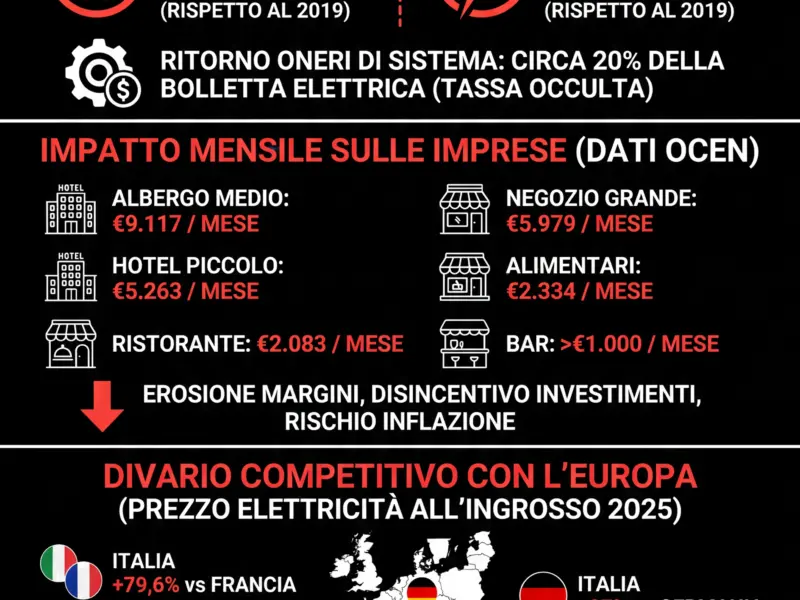 Infografica: Bollette, stangata sul terziario: gas a +70% e costi fino a 10mila euro