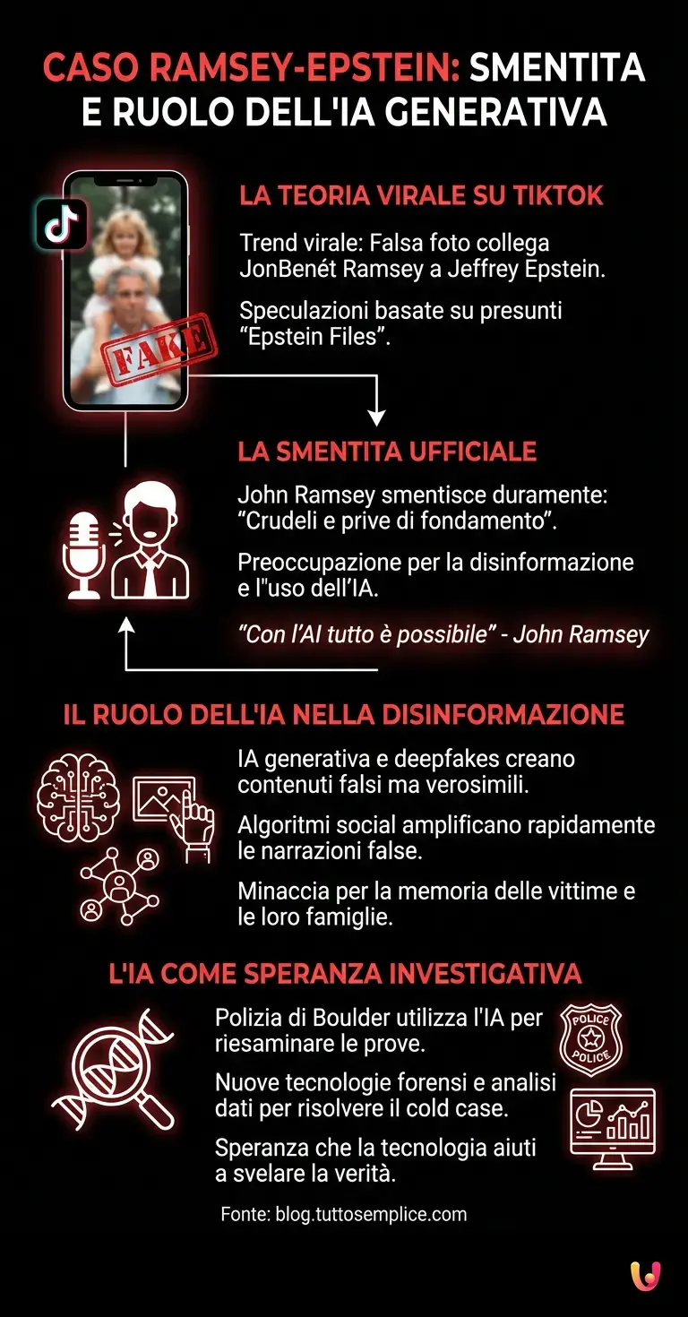 Caso Ramsey-Epstein: smentita e ruolo dell'IA generativa - Infografica riassuntiva