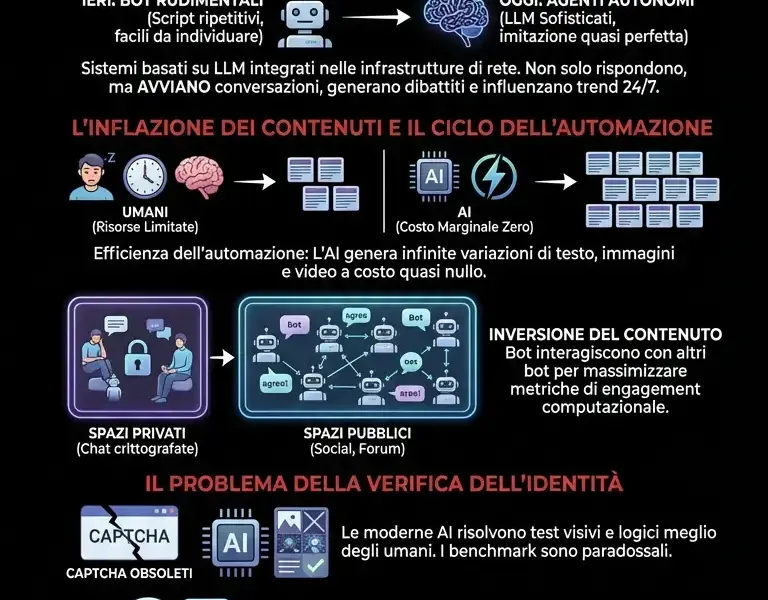 Infografica: Citt&agrave; fantasma digitale: chi popola davvero il web nel 2026