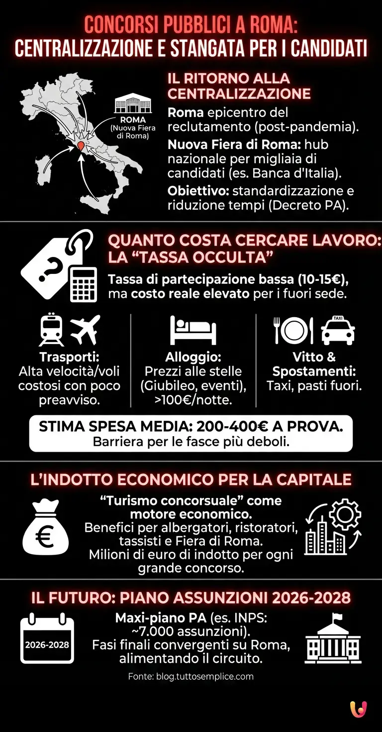 Concorsi Pubblici a Roma: centralizzazione e stangata per i candidati - Infografica riassuntiva