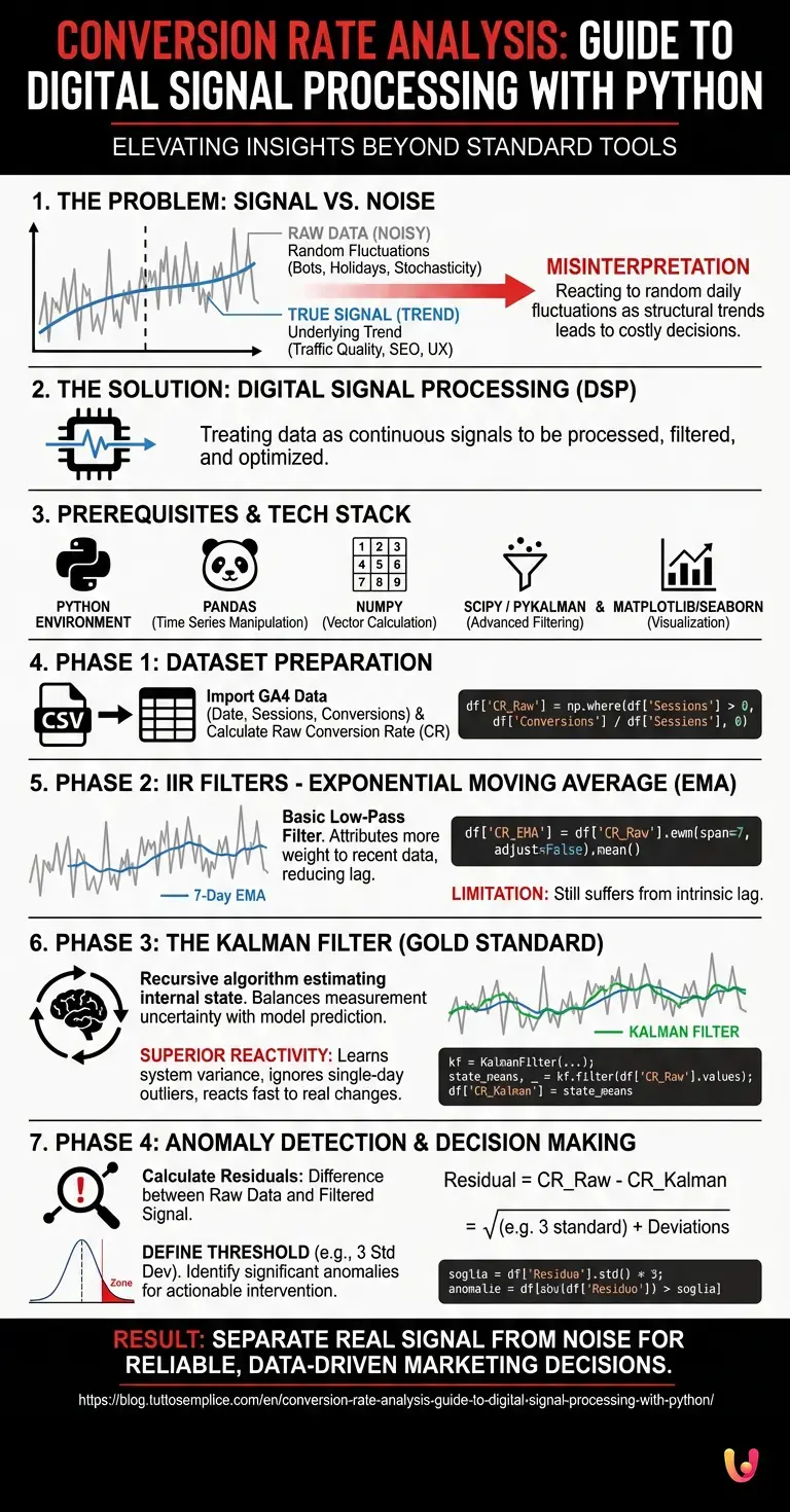 Conversion Rate Analysis: Guide to Digital Signal Processing with Python - Summary Infographic