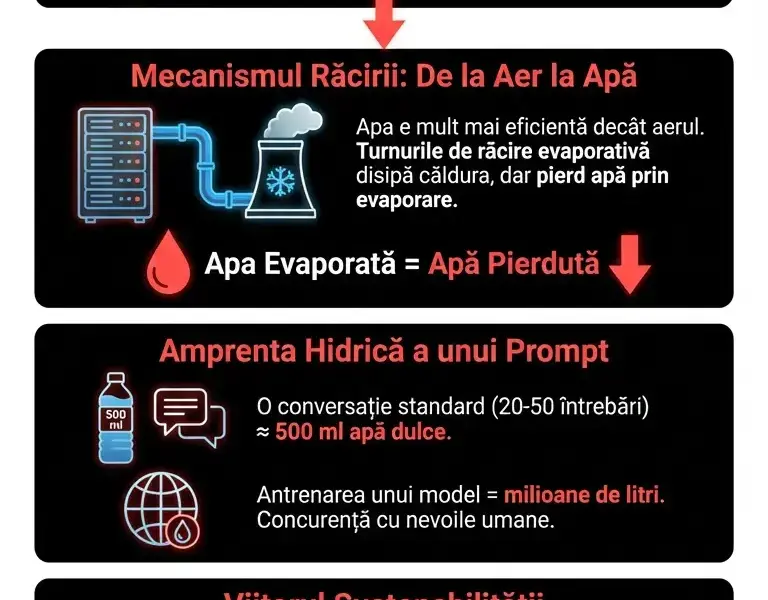 Infografica: Costul nevăzut: Resursa vitală pe care o epuizăm cu fiecare prompt