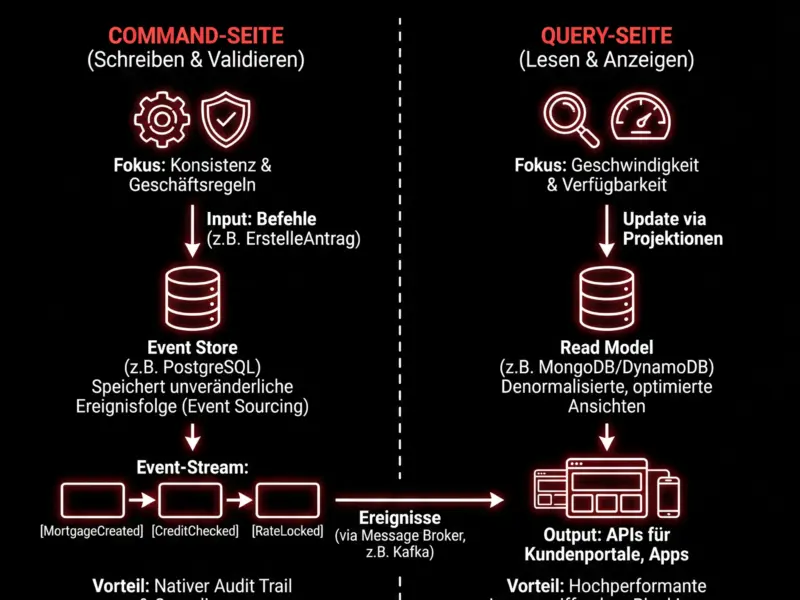 Infografica: CQRS-Pattern und Event Sourcing: Skalierbare CRM-Architektur f&uuml;r Hypotheken
