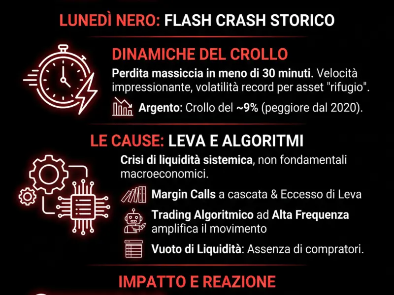 Infografica: Crollo Oro e Argento: 7.000 Miliardi Bruciati, Panico sui Mercati