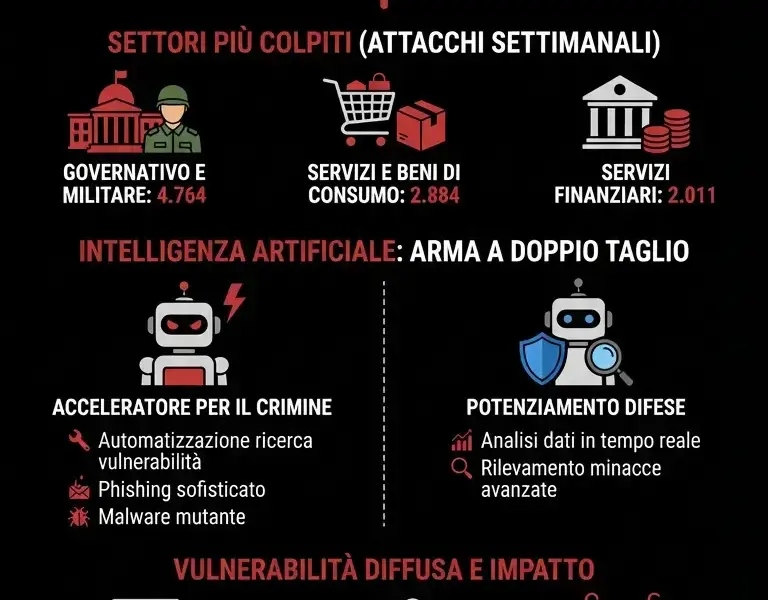 Infografica: Cybersecurity: Italia sotto attacco, +18% sulla media globale