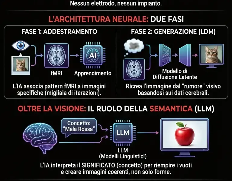 Infografica: Dalla mente allo schermo: l'IA vede ci&ograve; che immagini senza cavi
