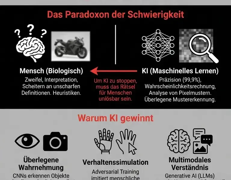 Infografica: Das Captcha-Paradoxon: Warum der &bdquo;Mensch-Test&ldquo; unl&ouml;sbar wird