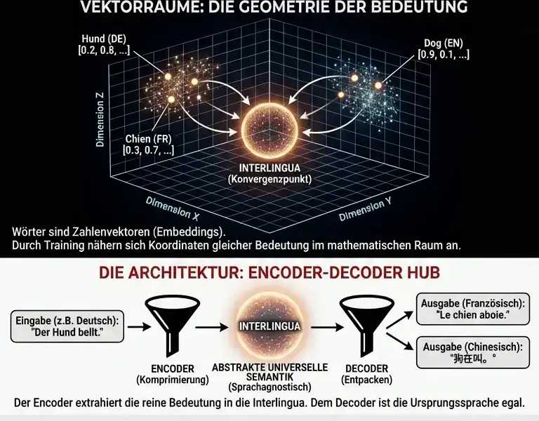 Infografica: Das Interlingua-Ph&auml;nomen: Wie KI heimlich Sprachen verbindet