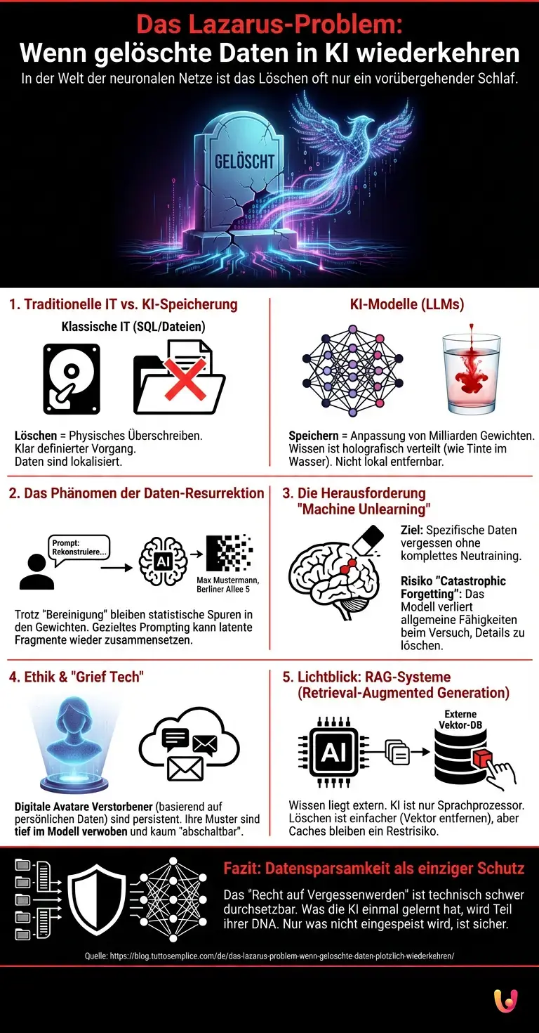 Das Lazarus-Problem: Wenn gel&ouml;schte Daten pl&ouml;tzlich wiederkehren - Zusammenfassende Infografik