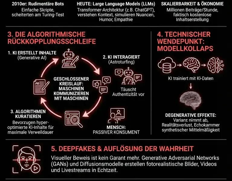 Infografica: Dead Internet Theory: Warum Ihr Feed l&auml;ngst eine Simulation ist
